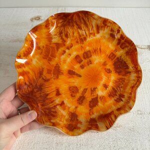 Plastic FAB Tray - Orange and Red Tie Dye Retro Tray - Vintage Decorative Tray